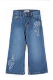 Girls' Wide-Leg Frayed-Pocket Denim
