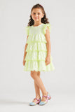 Girls Neon Lace Tiered Ruffle Frock