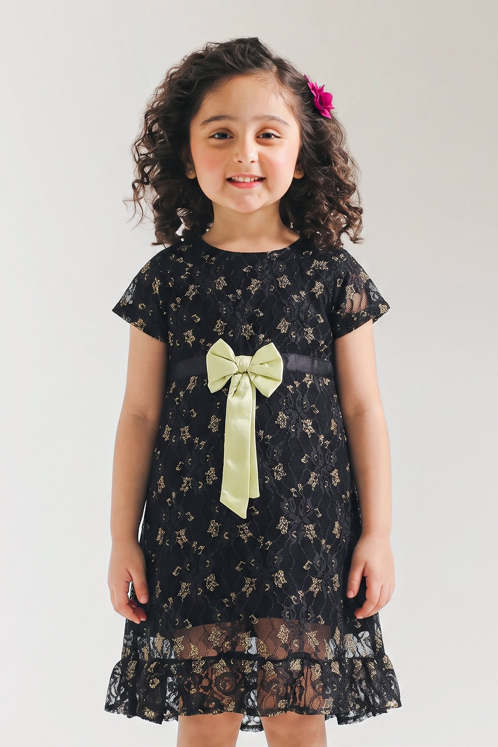 Girls' Elegance Gold-Flecked Lace