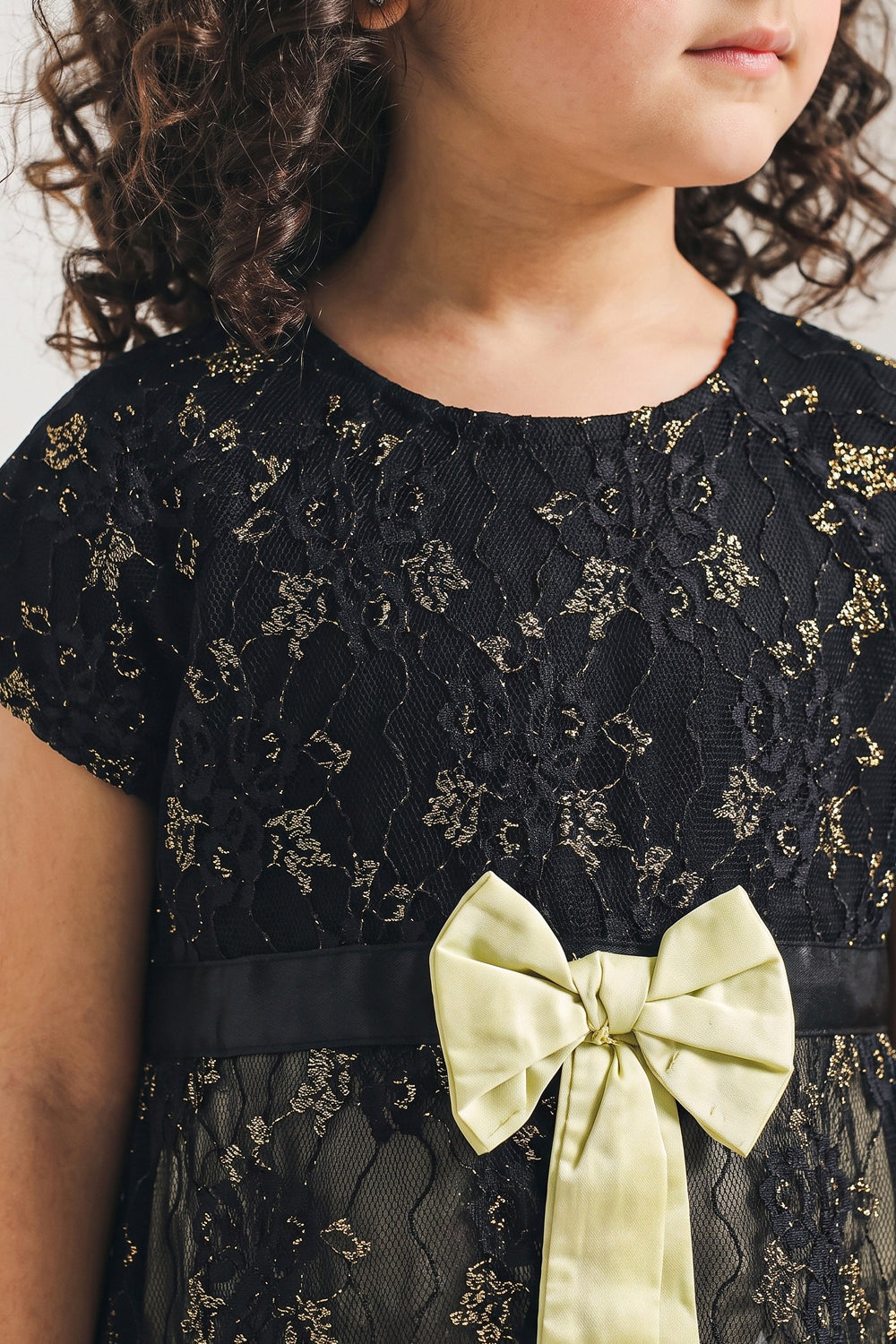 Girls' Elegance Gold-Flecked Lace