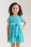 Girls' Turquoise Floral Lace Top