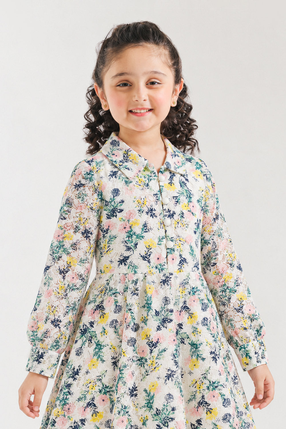 Floral Printed Collared Frock