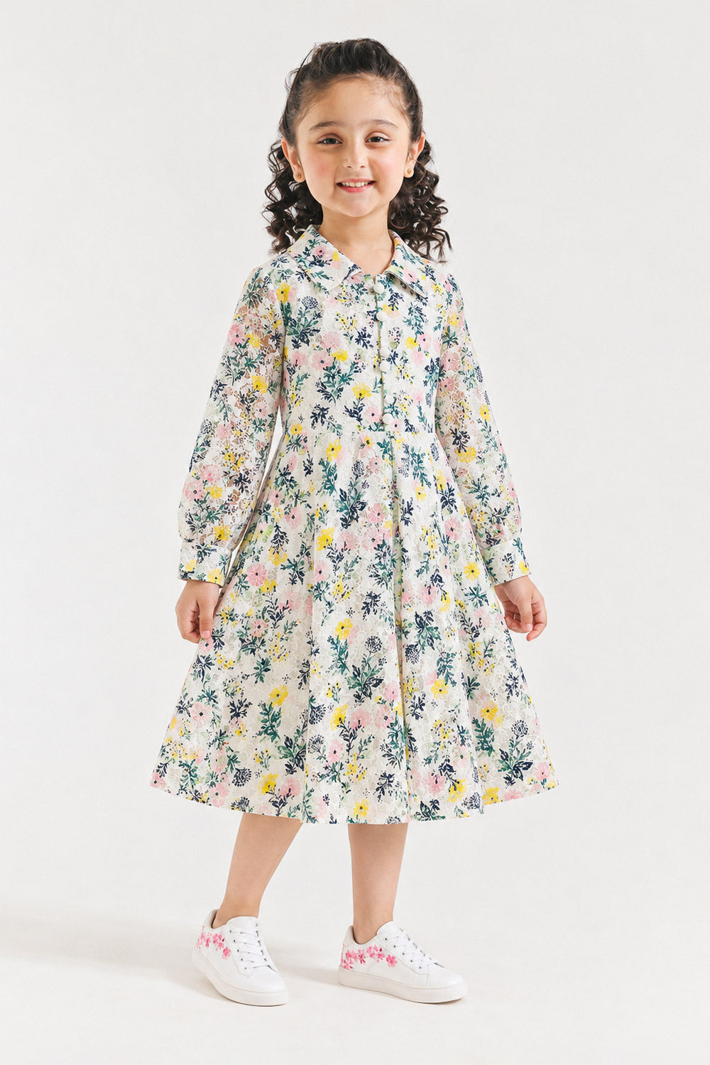 Floral Printed Collared Frock