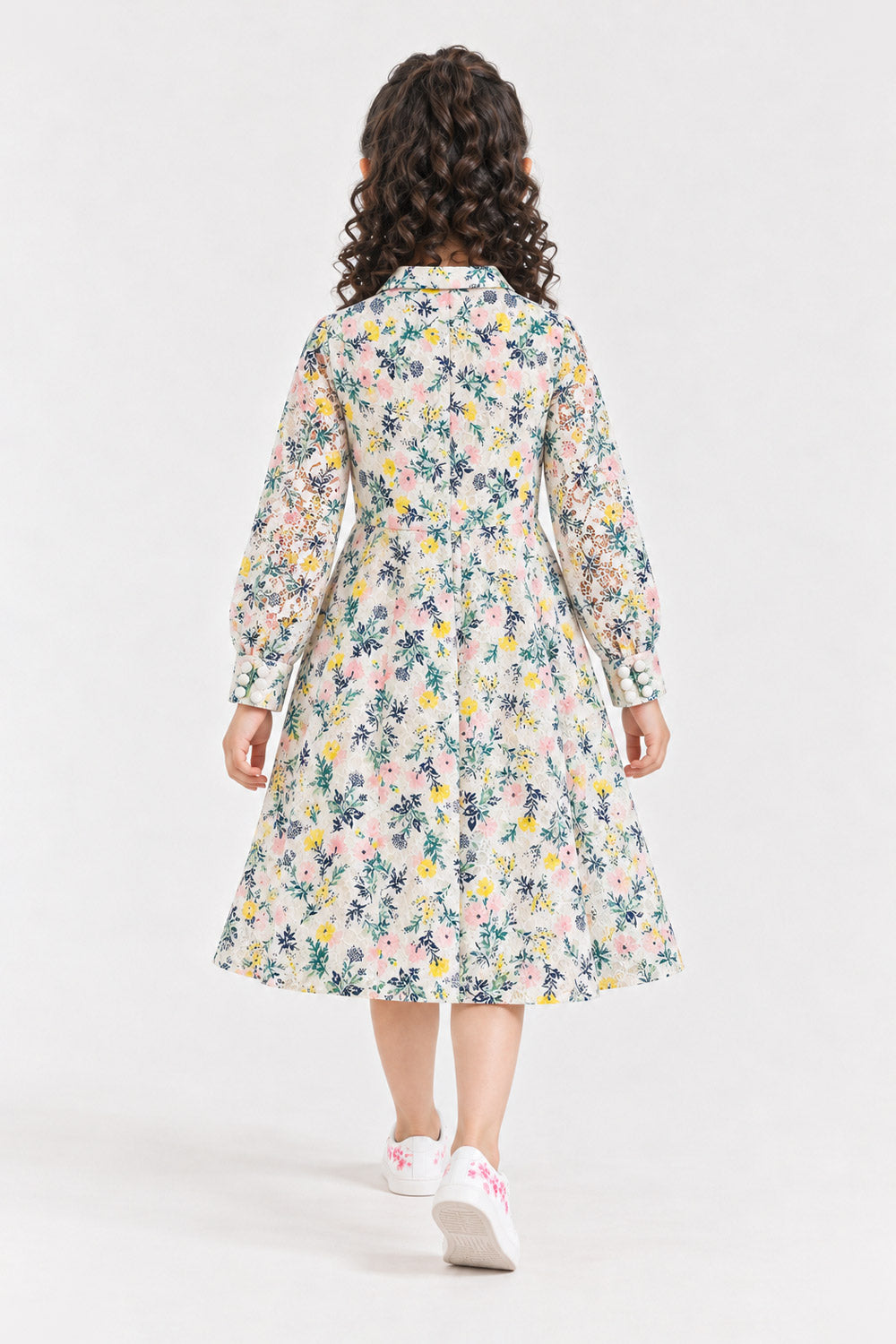 Floral Printed Collared Frock