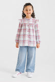 FLANNEL RUFFLED NECK FROCK