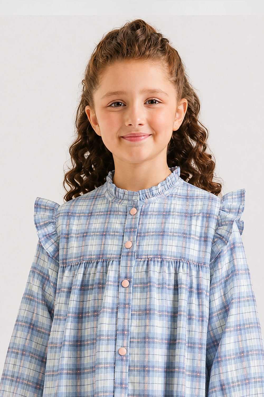 FLANNEL RUFFLED NECK FROCK