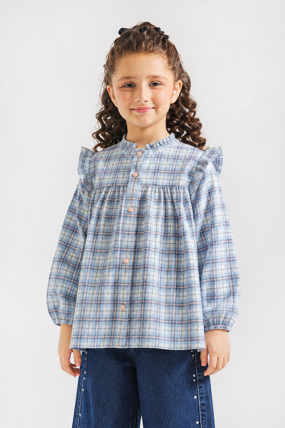 FLANNEL RUFFLED NECK FROCK