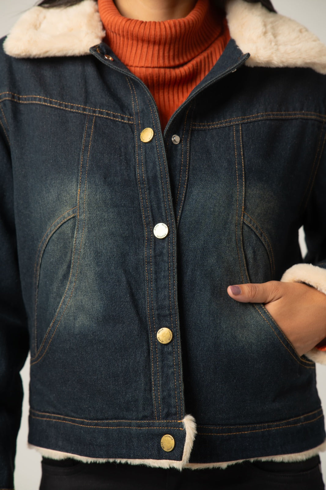 Dark Wash Sherpa-Lined Denim Jacket