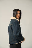 Dark Wash Sherpa-Lined Denim Jacket