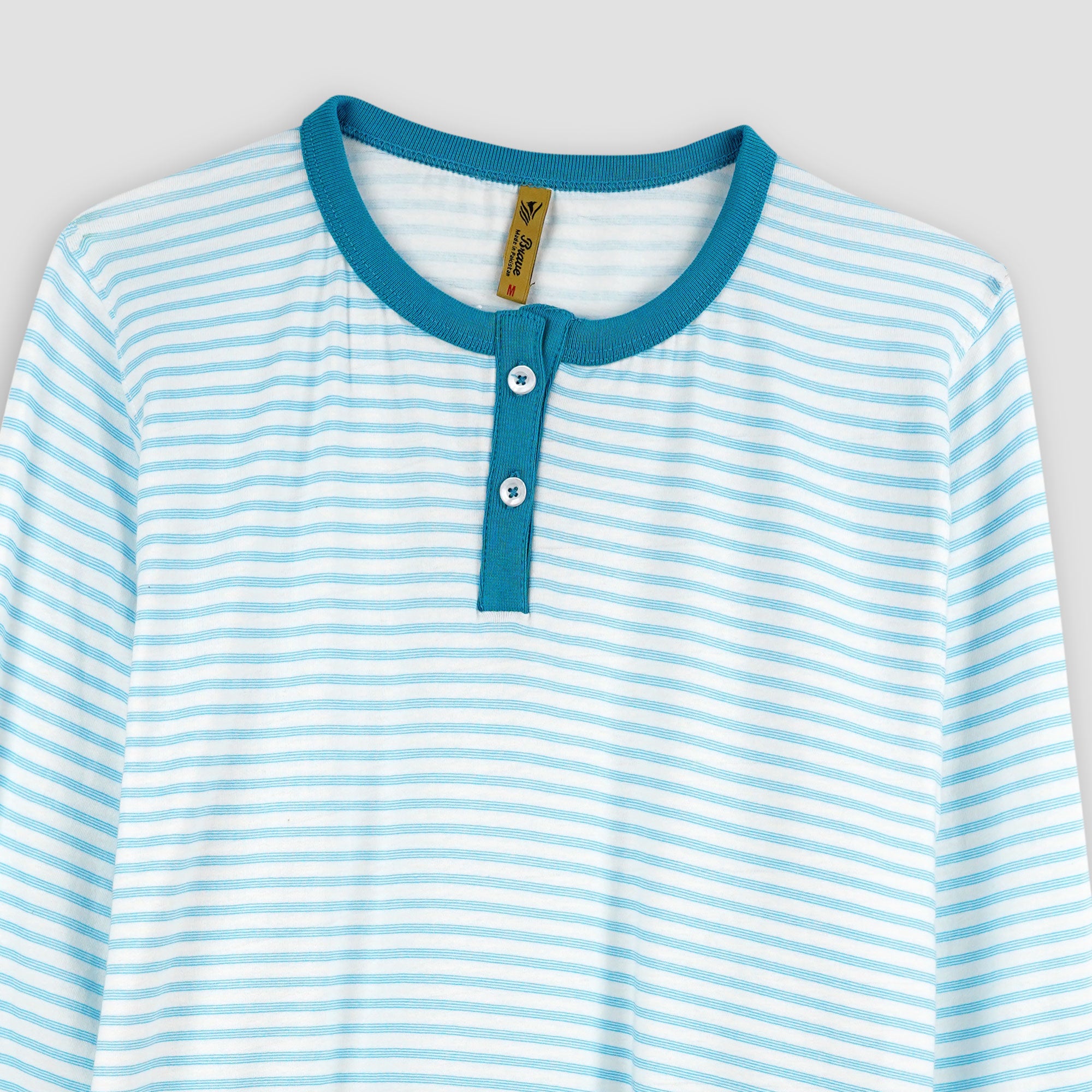 Striped Henley Knit T-Shirt