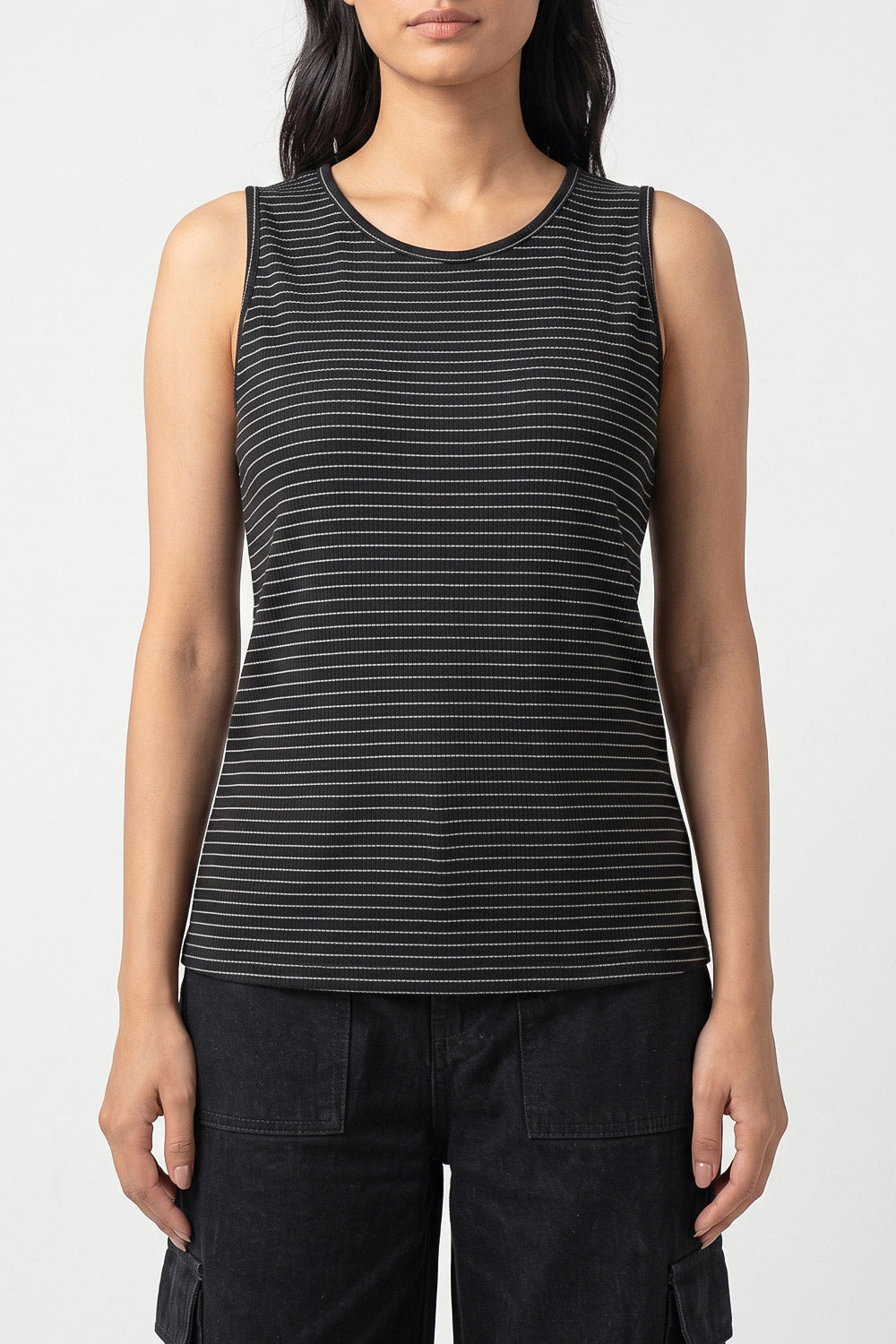 The Fine Stripe Knit Tank Top