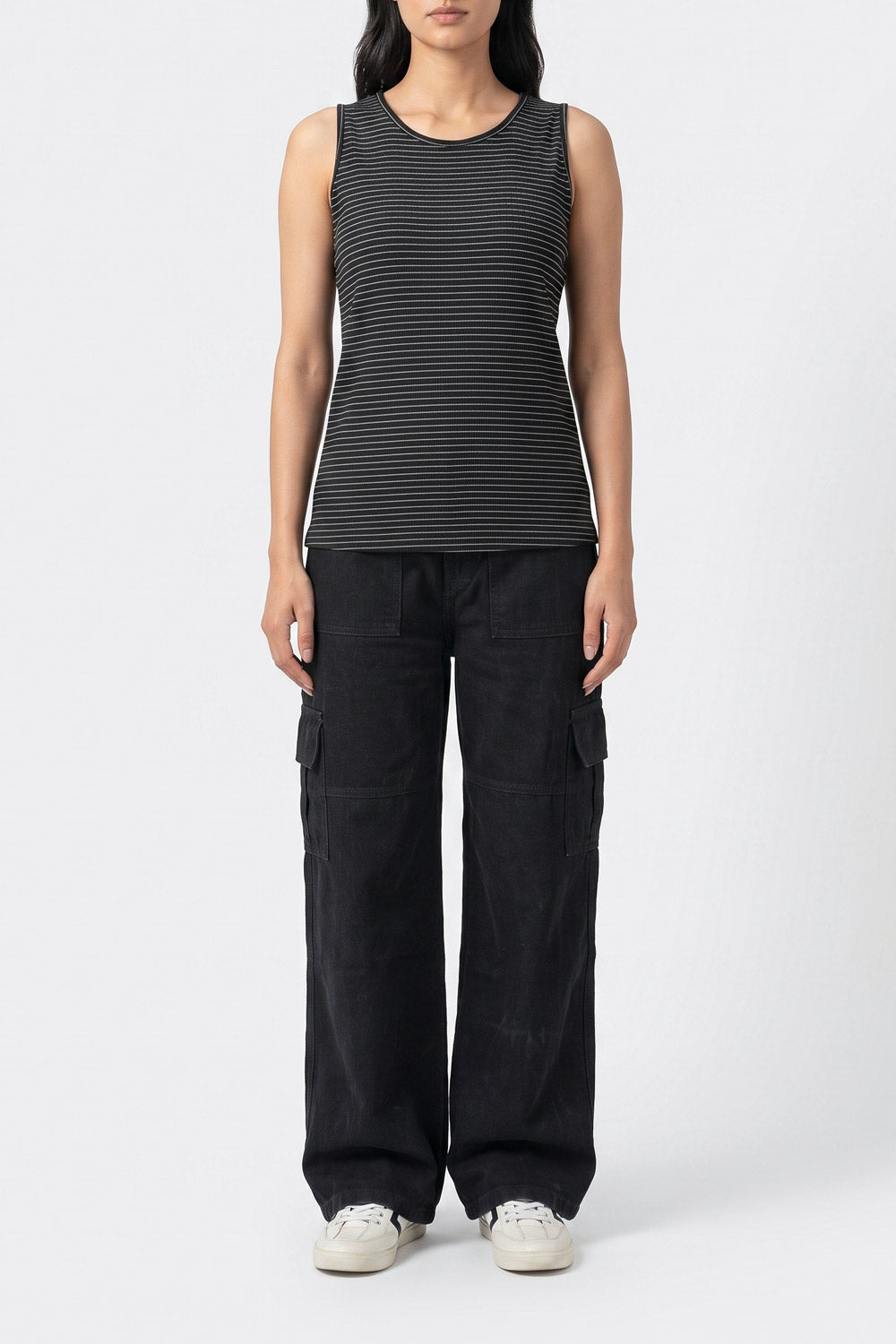 The Fine Stripe Knit Tank Top
