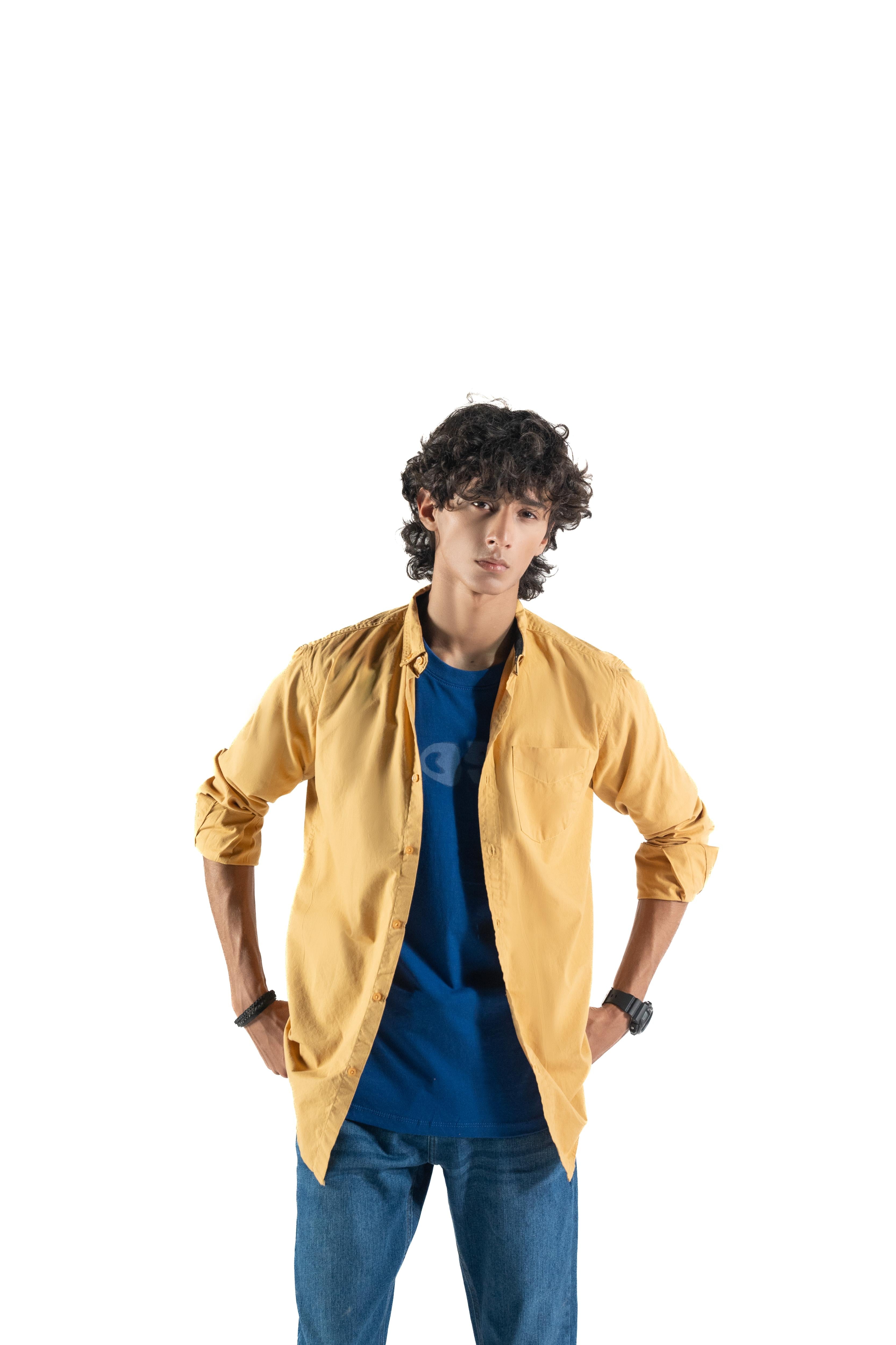Men's Mustard Casual Shirt