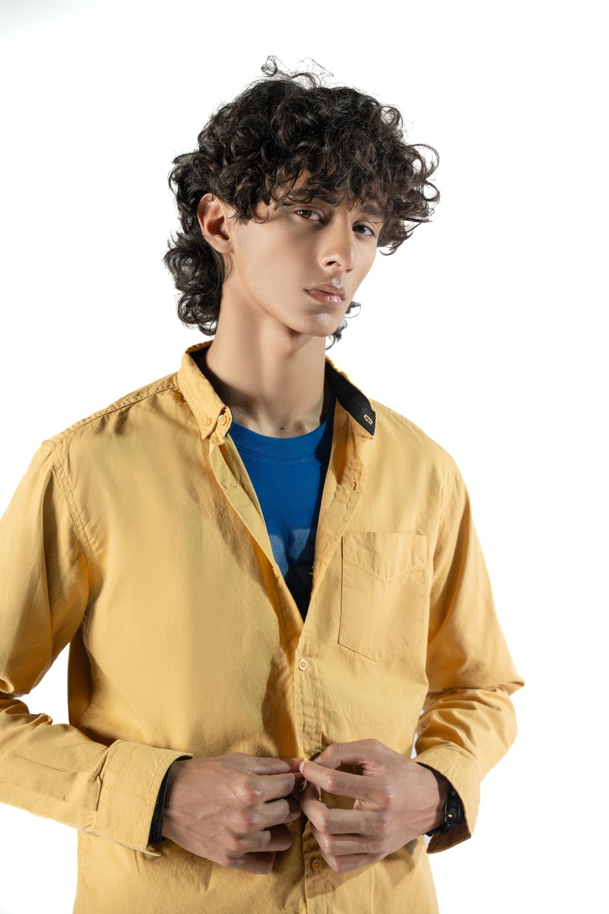 Men's Mustard Casual Shirt