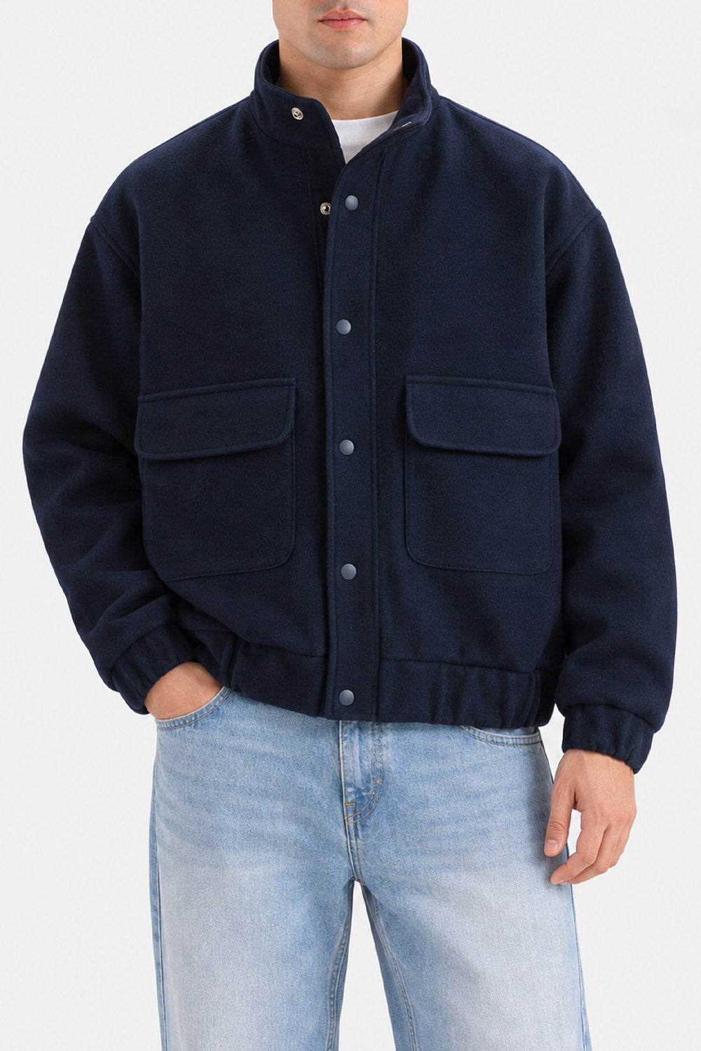 MOCK NECK WOOL JACKET
