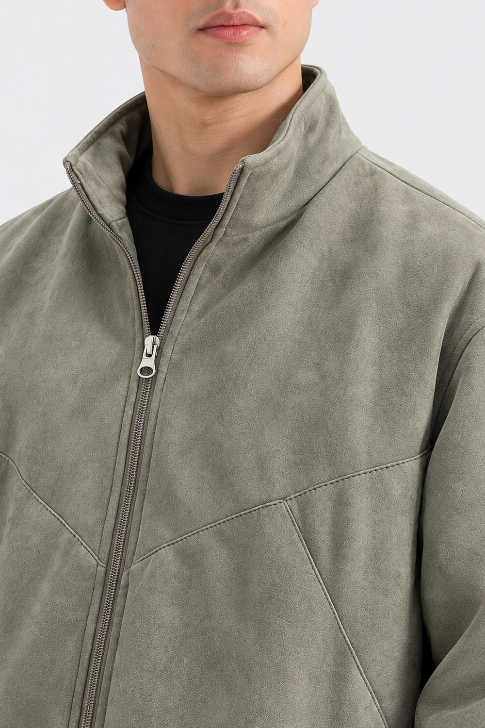 FAUX SUEDE  LEATHER JACKET