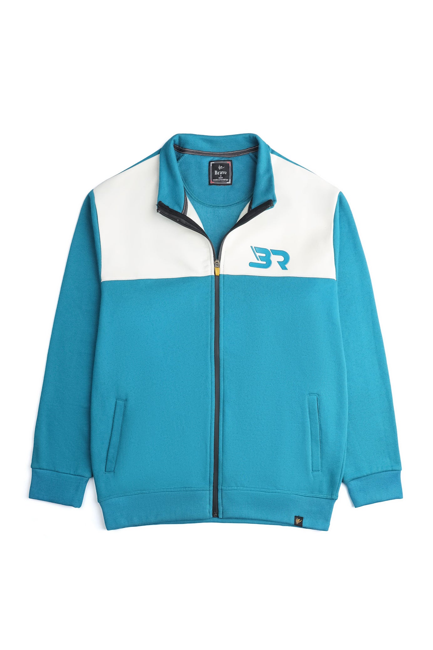 Men's Teal Color-Block Zip-Up Jacket