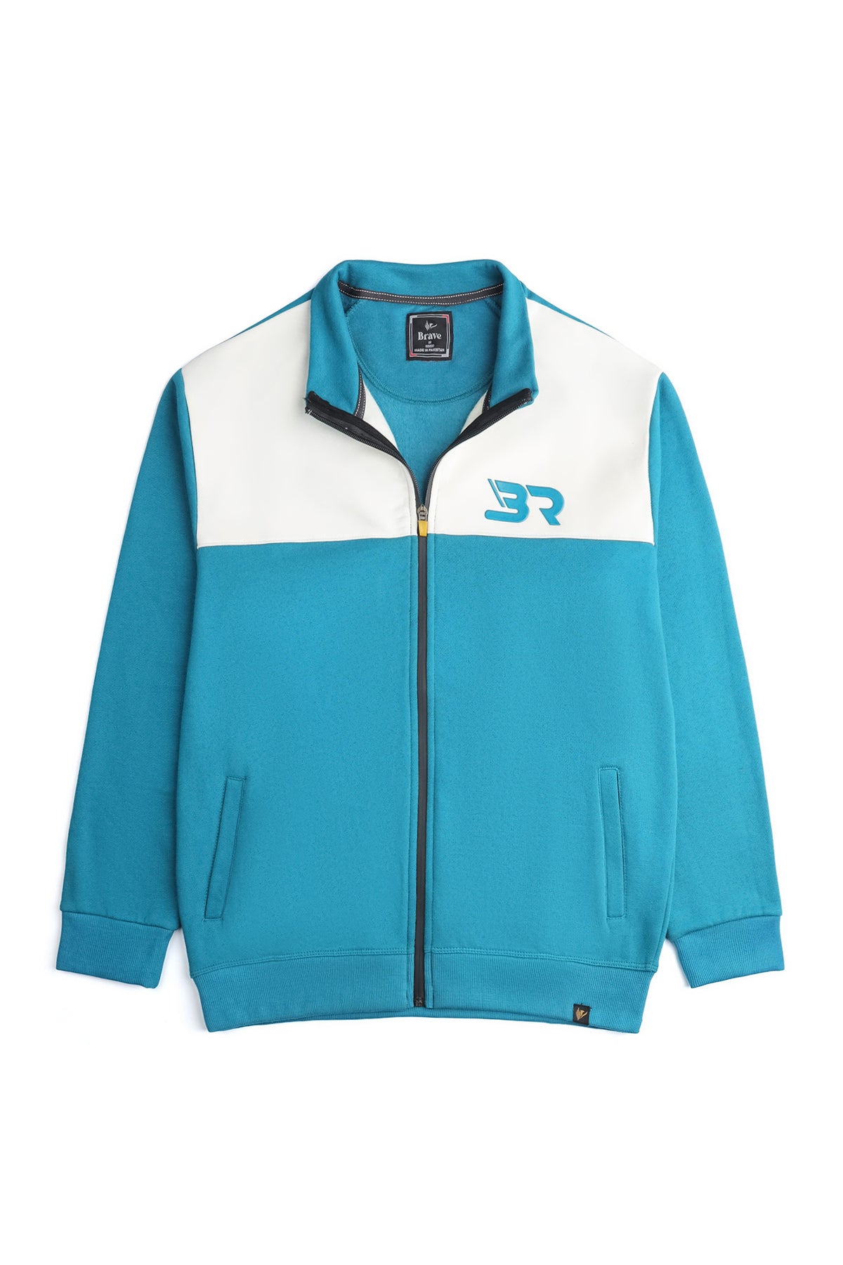 Men's Teal Color-Block Zip-Up Jacket