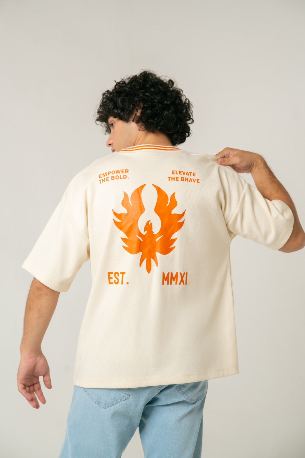 Oversized Cream Phoenix Graphic T-Shirt
