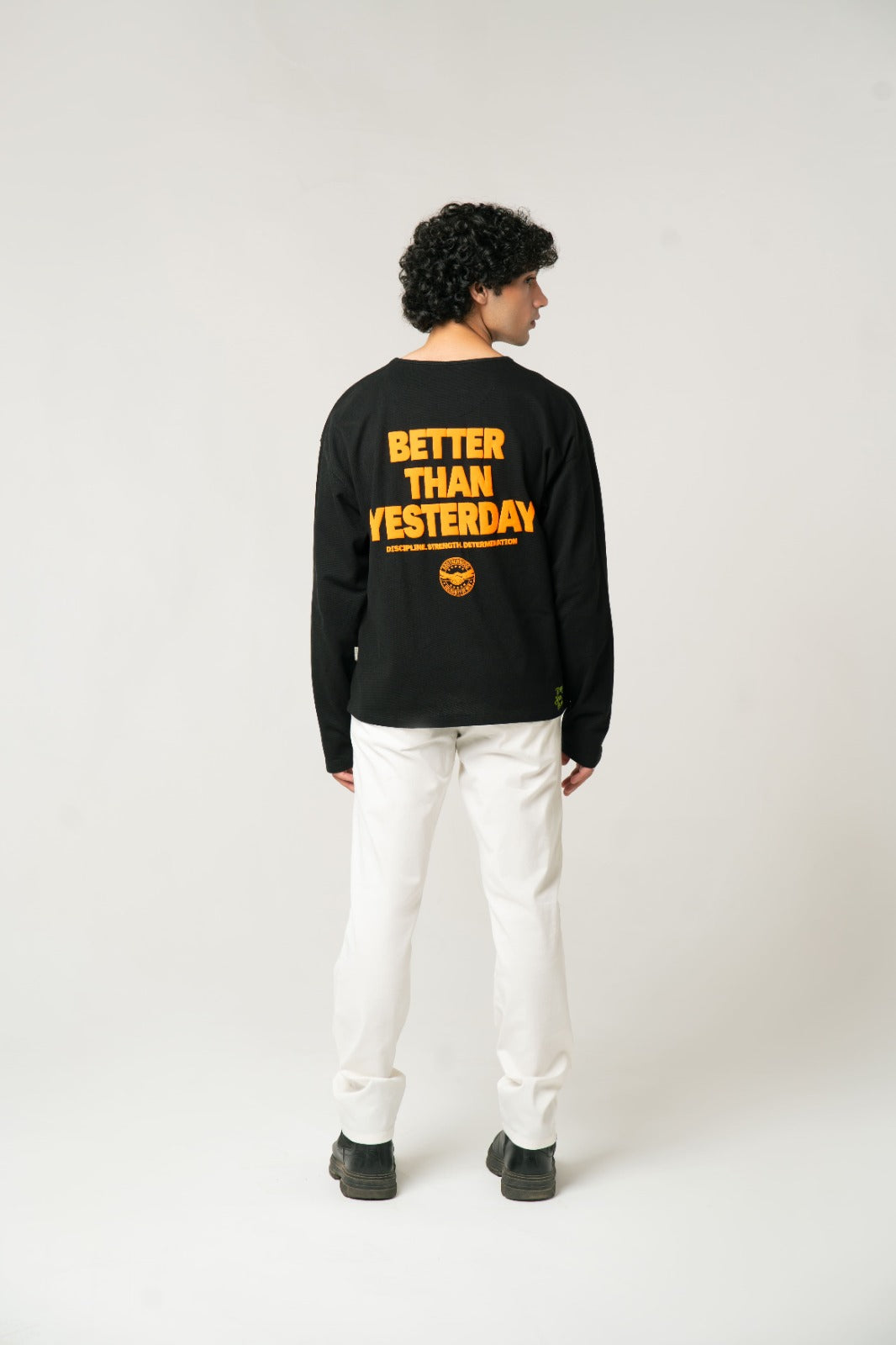 Black Motivational Graphic Long Sleeve Tee