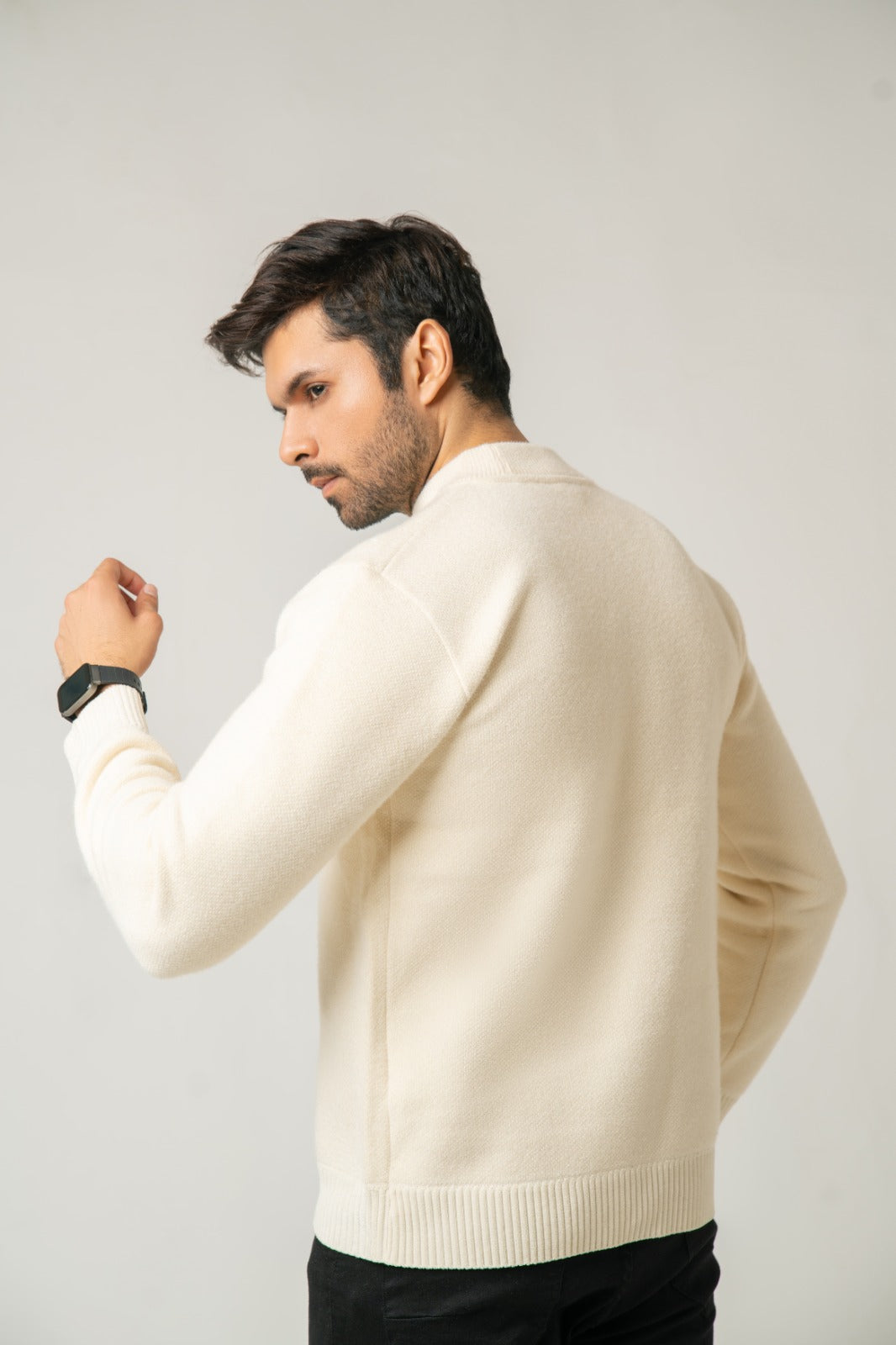 The Cream Wool-Blend Mock Neck Sweater