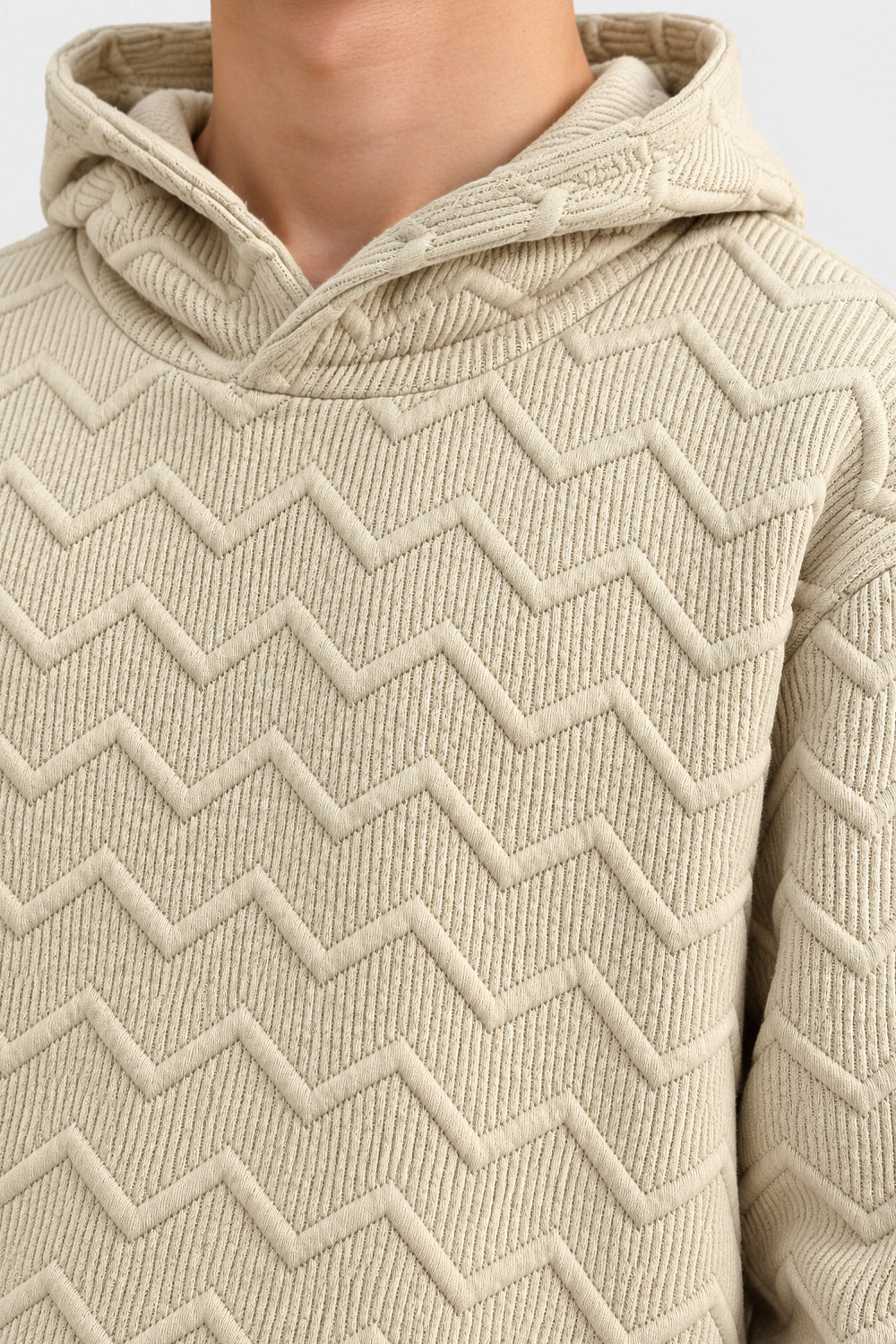 QUILTED JACQUARD HOODIE