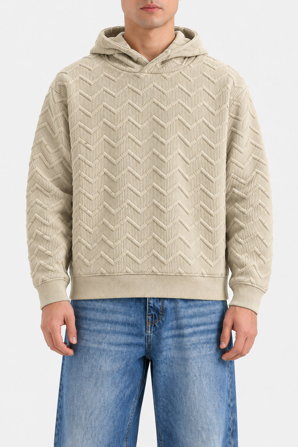 QUILTED JACQUARD HOODIE