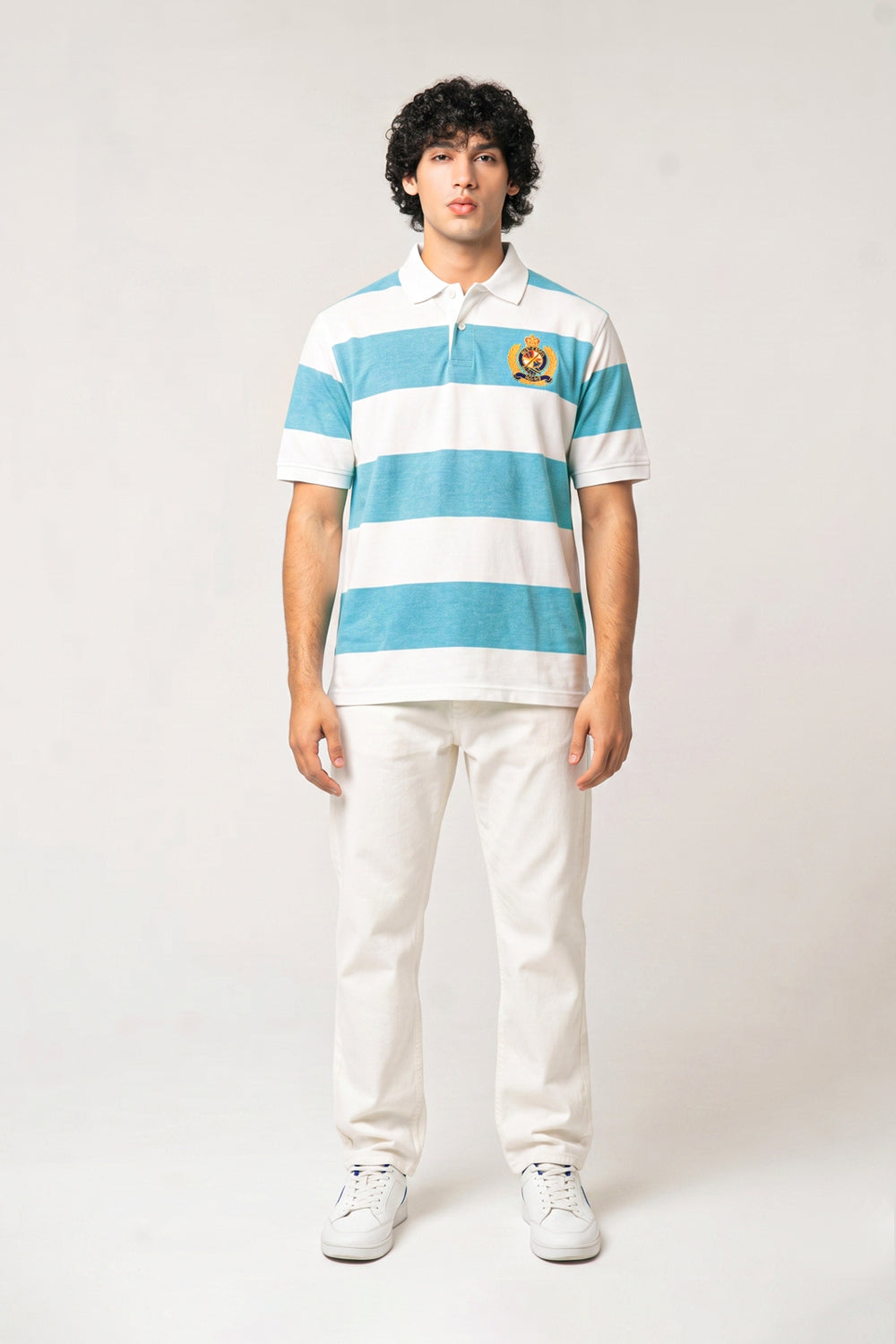 Striped Embroidered Polo