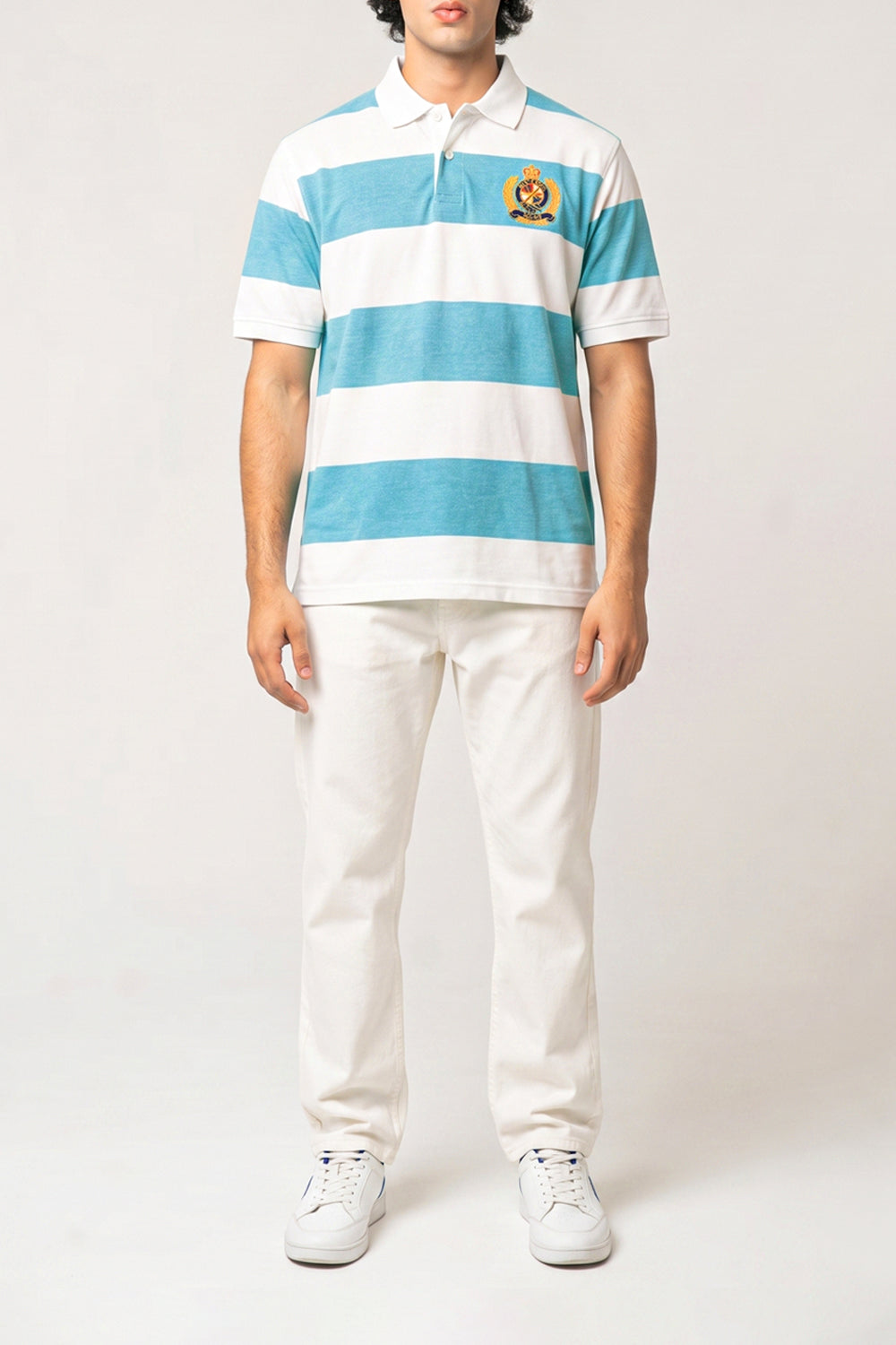 Striped Embroidered Polo