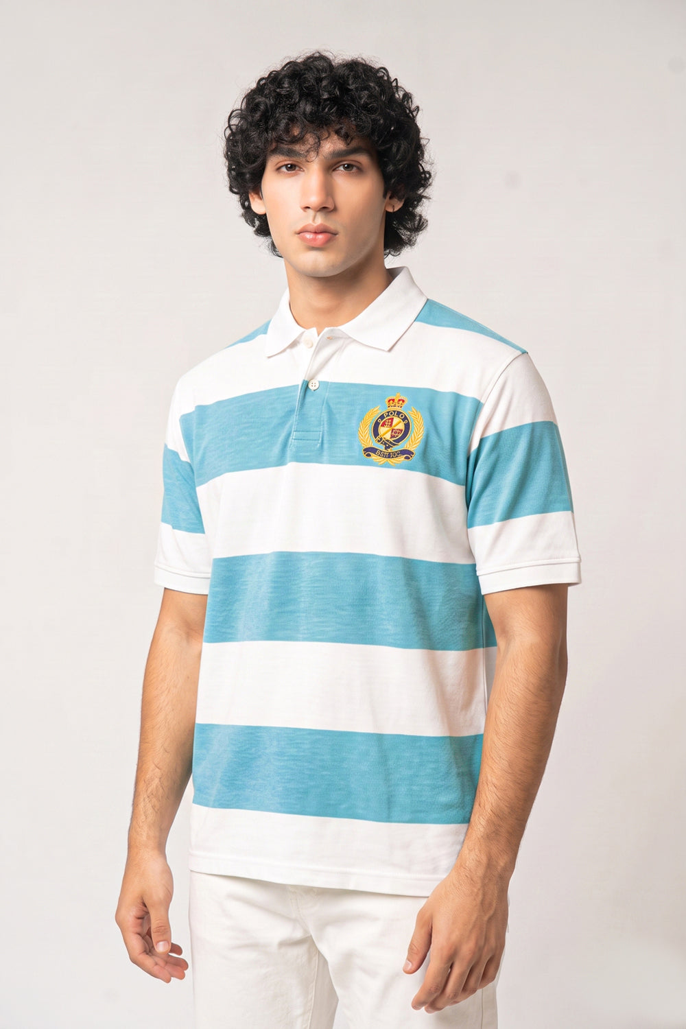 Striped Embroidered Polo