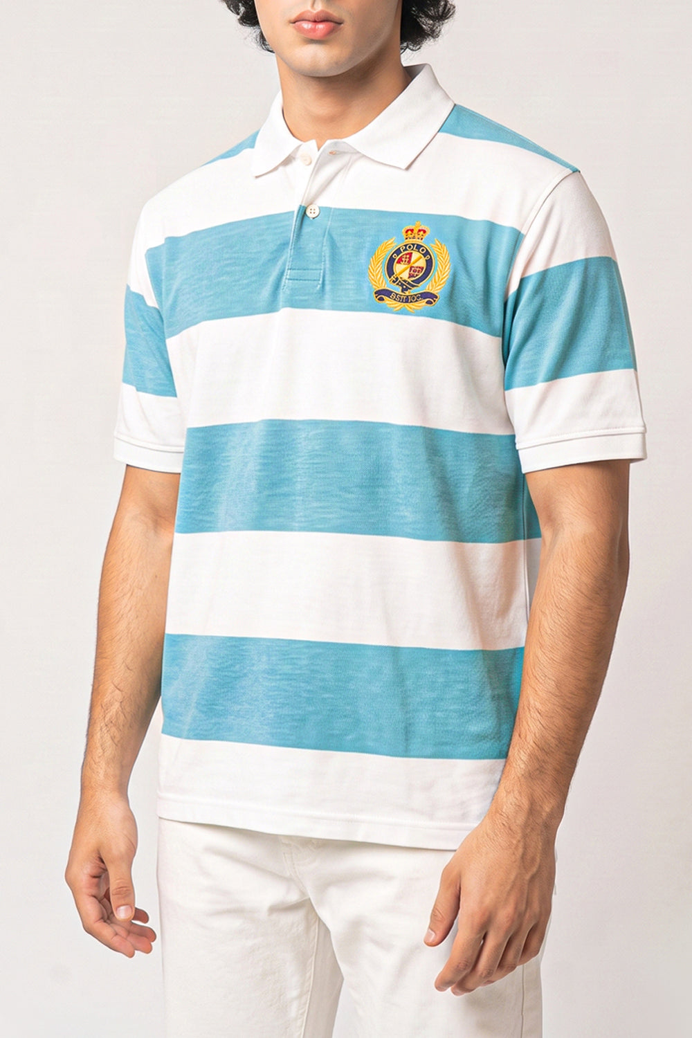 Striped Embroidered Polo