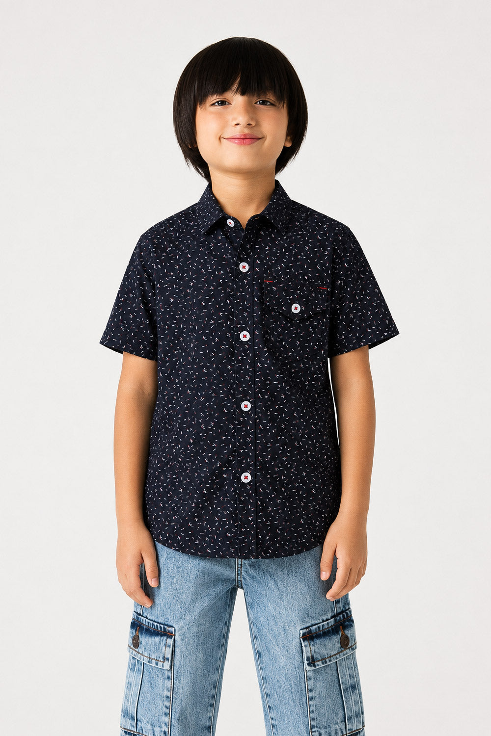 Boys' Micro-Print Casual Shirt