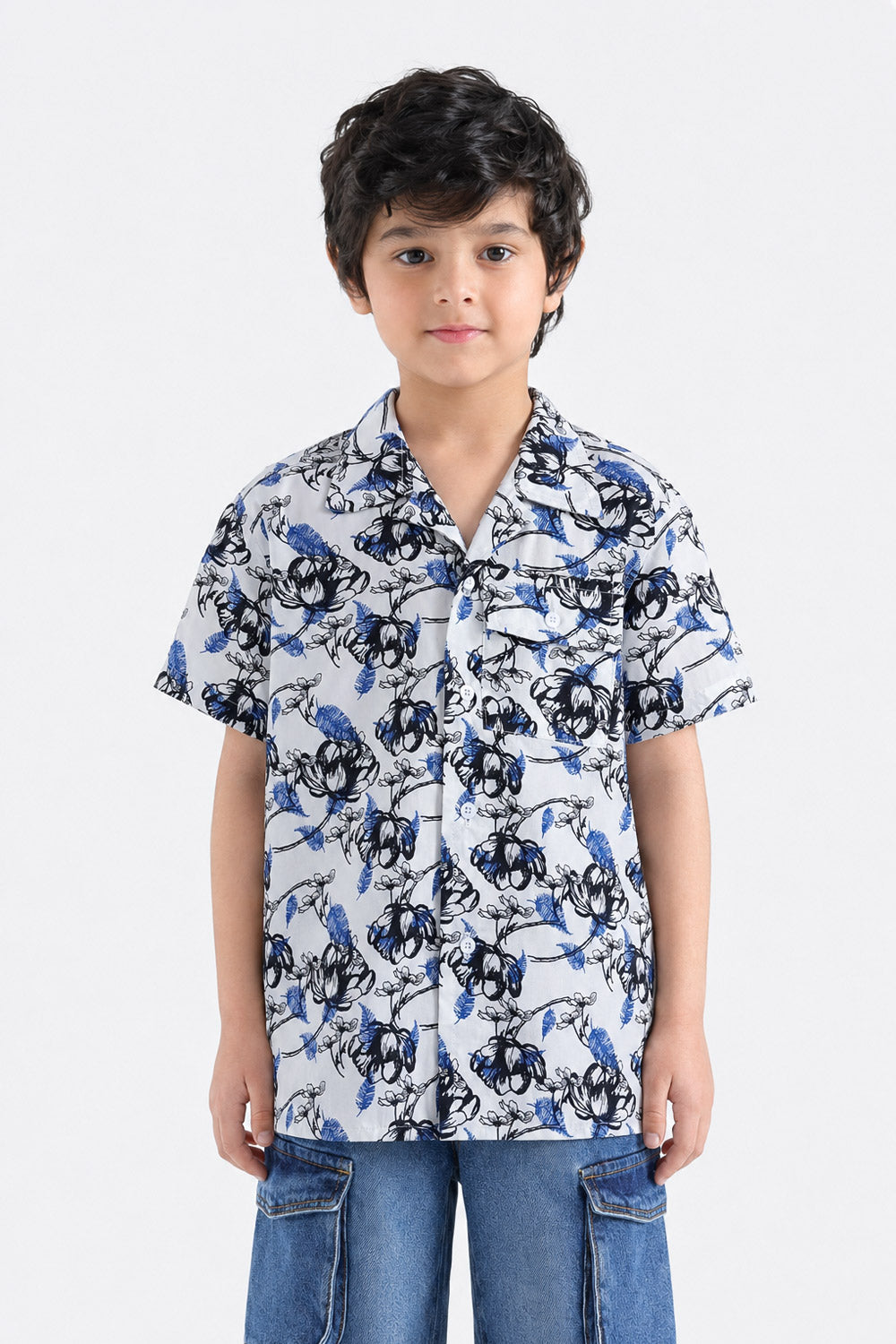Boys' Floral Camp Collar Shirt