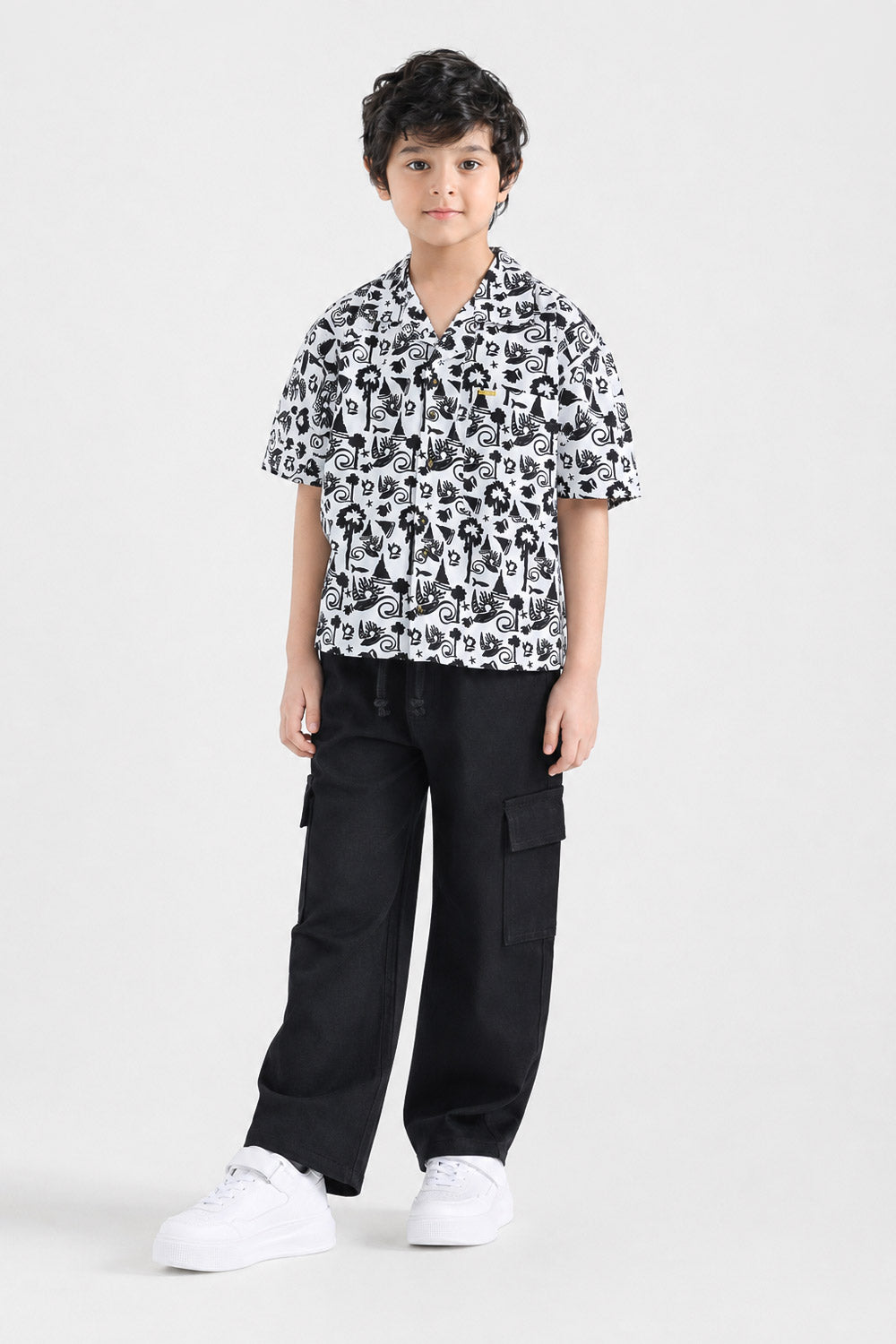 Boys' Tropical Monochrome Resort Shirt