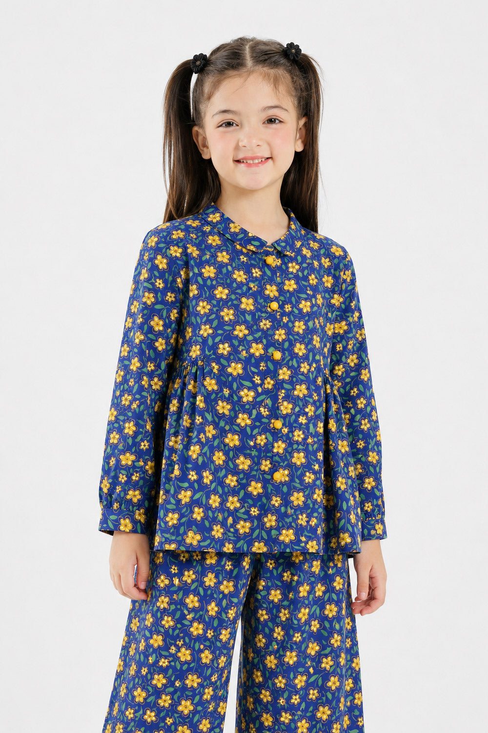 Girls' Floral Print Woven Cotton Co-Ord Set