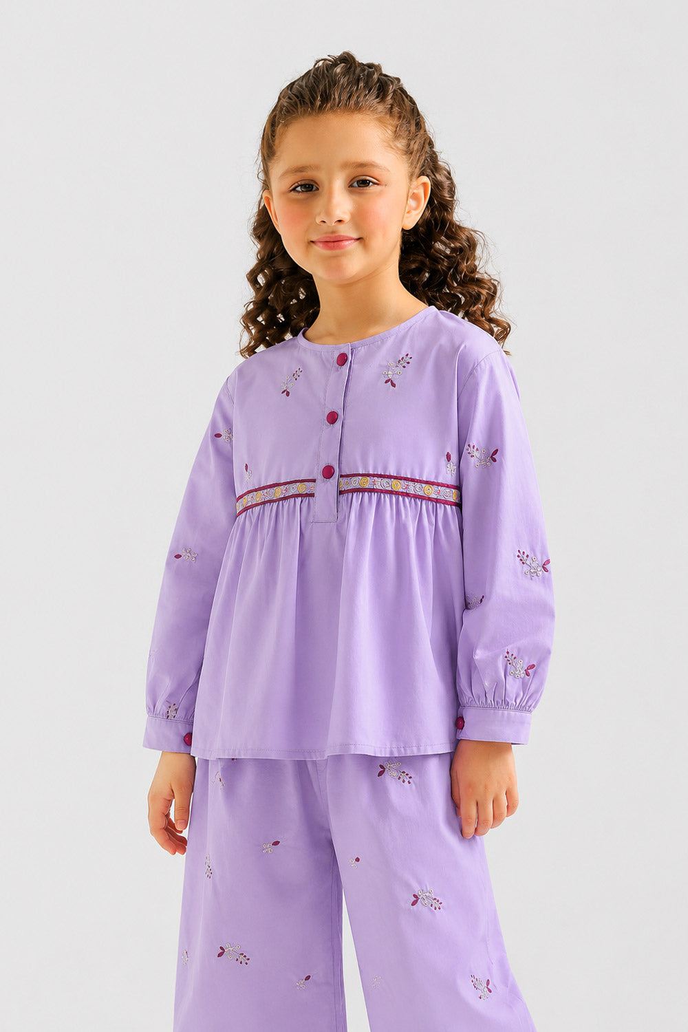 Girls' Floral Embroidered Set