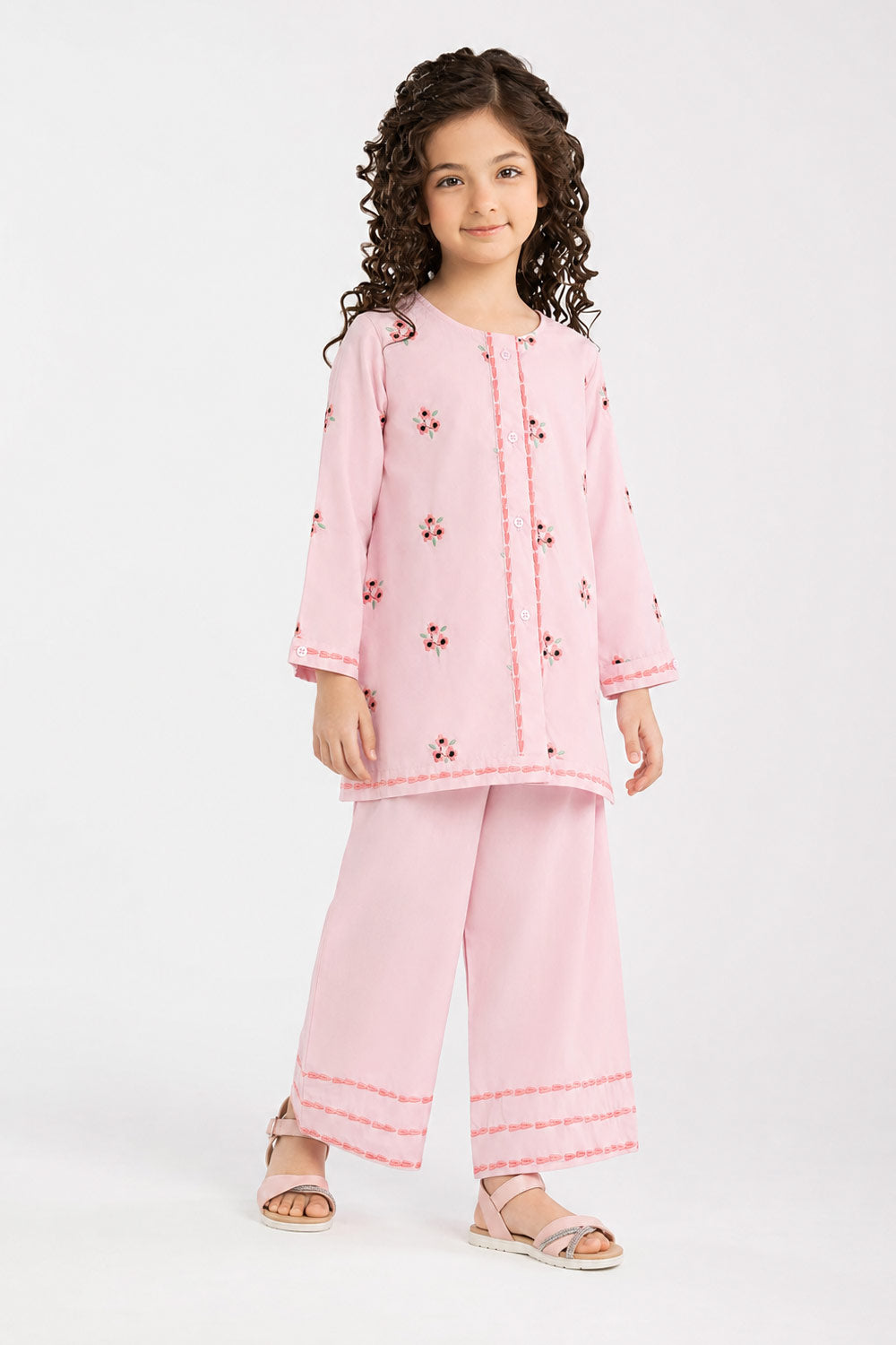Girls' Blush Pink Floral Eastern Set