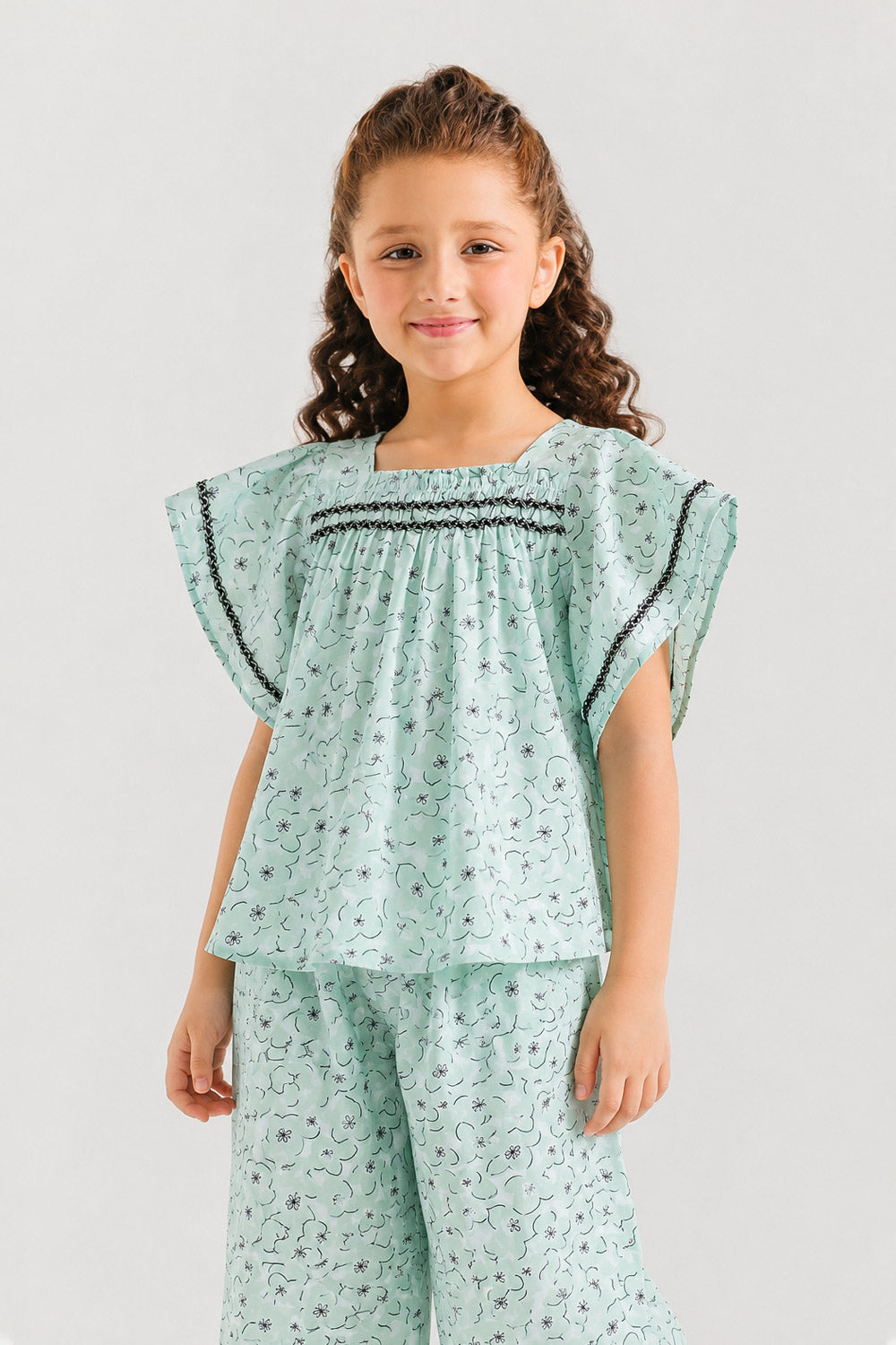 Girls' Mint Floral Peplum Set