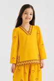 Girls' Mustard Floral Embroidered Set