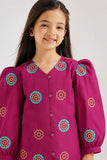 Girls' Purple Floral Embroidered Suit