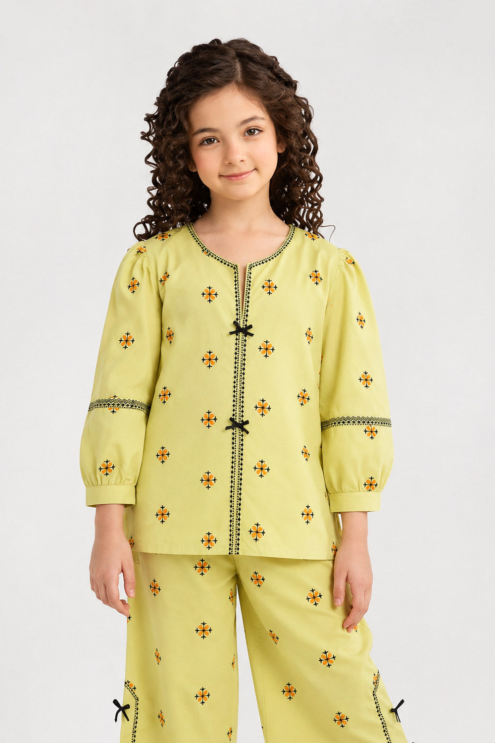 Girls’ Embroidered Lime Co-Ord Set