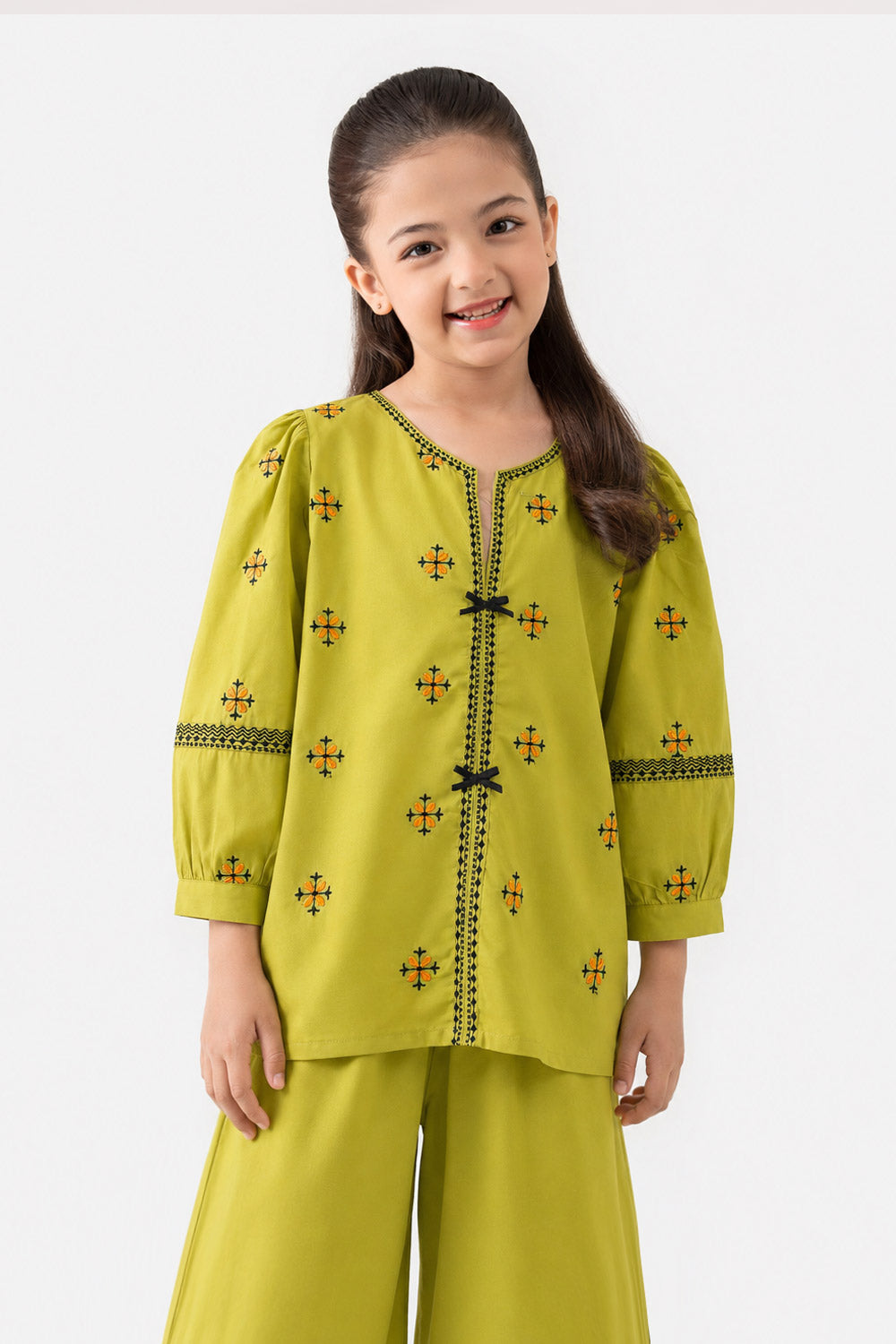 Girls’ Embroidered Green Co-Ord Set