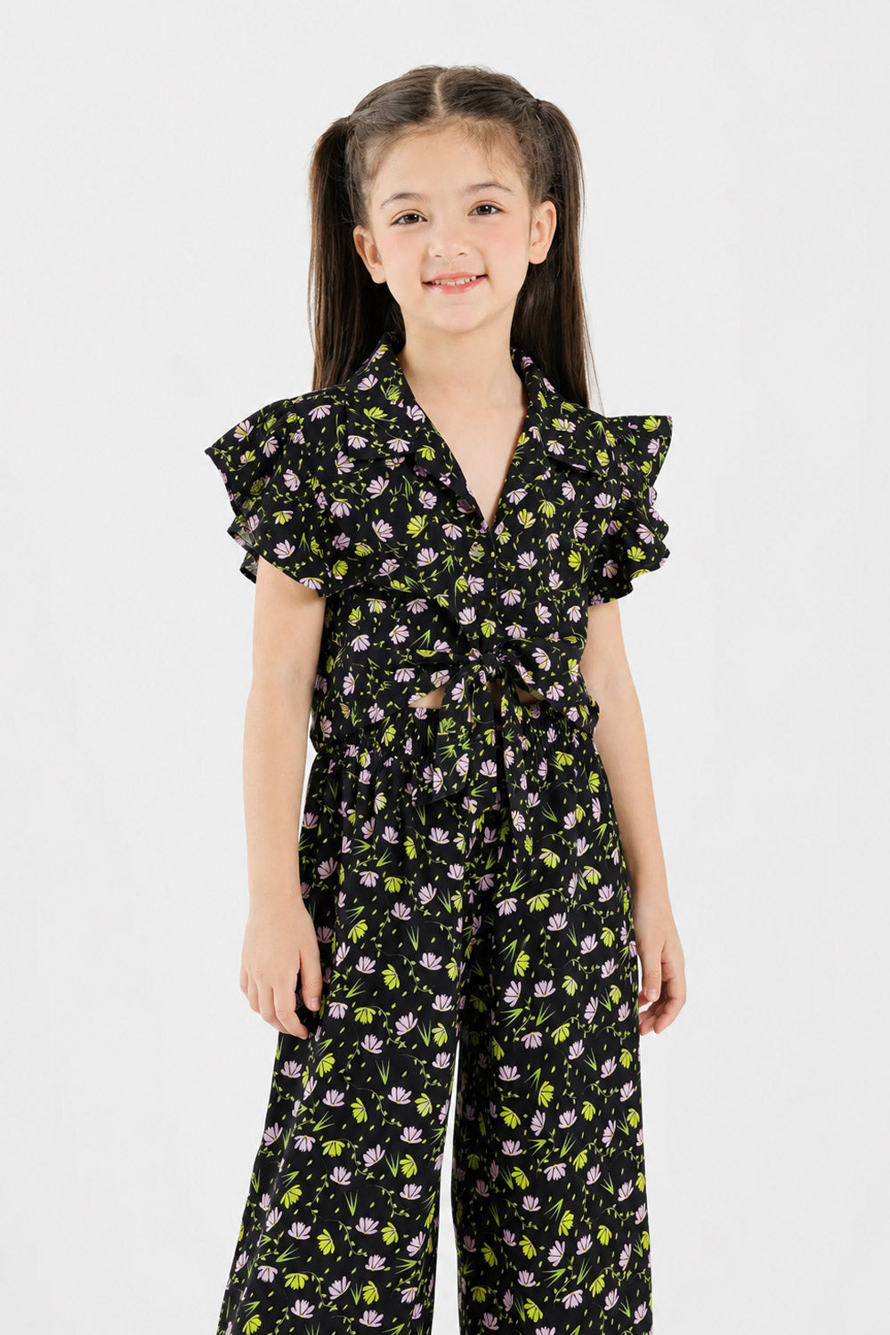 Girls’ Floral Print Knot-Front Co-Ord Set
