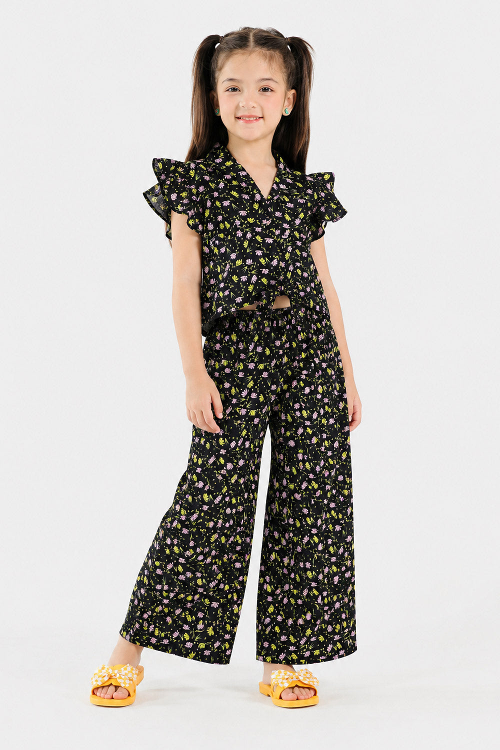 Girls’ Floral Print Knot-Front Co-Ord Set