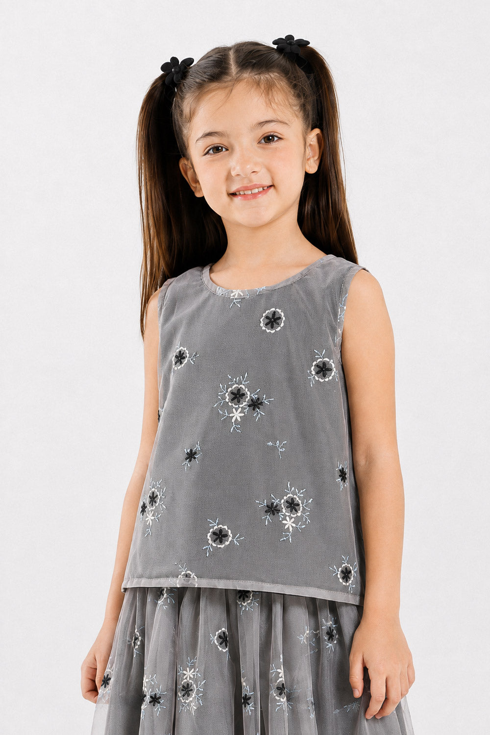 Girls’ Embroidered Net Co-Ord Set