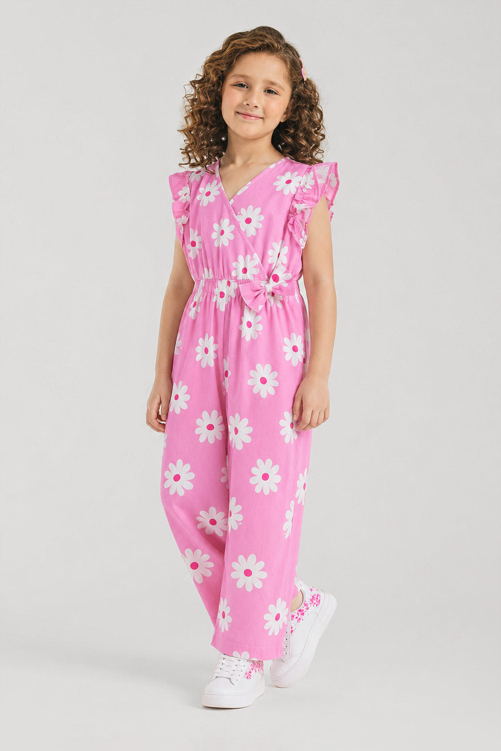 Girls' All-Over Daisy Printed Jumpsuit