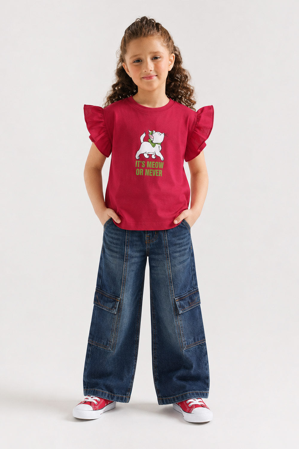 Girls’ Flutter-Sleeve Graphic Tee