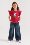 Girls’ Flutter-Sleeve Graphic Tee