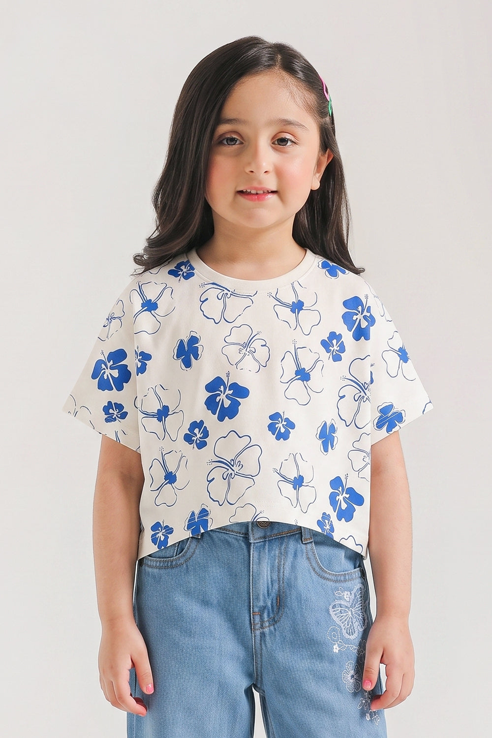 Girls’ All-Over Hibiscus Printed Tee