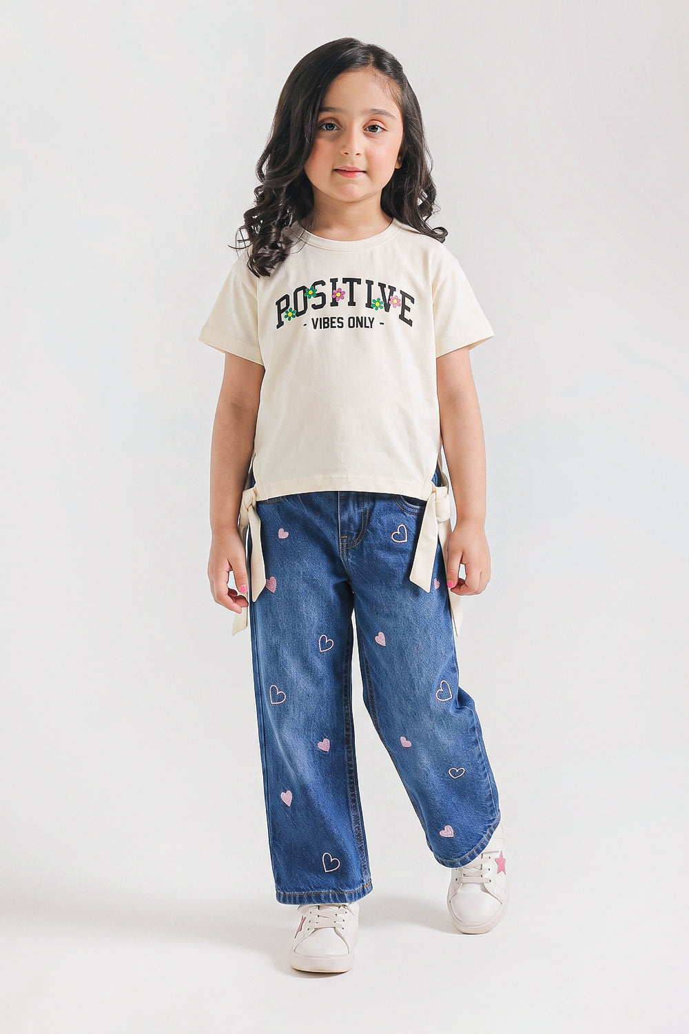 Girls’ Positive Vibes Side-Tie Tee
